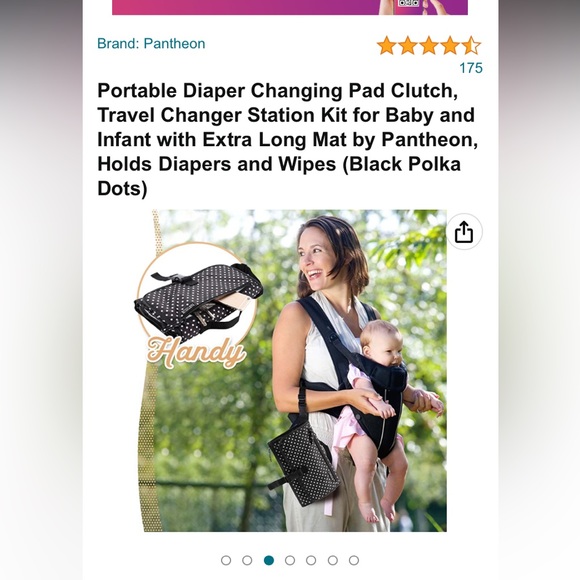 Pantheon baby portable diaper changing pad clutch with Stripes Not Dots - Picture 8 of 10